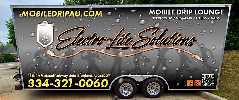 The Electro-Lite Solutions mobile IV therapy trailer, the Mobile Drip Lounge